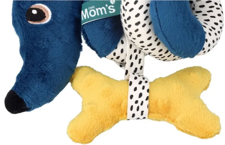 Mom's Care, Jamiś, spiralka do wózka, pastelowa zawieszka sensoryczna z lusterkiem i grzechotką, granatowa