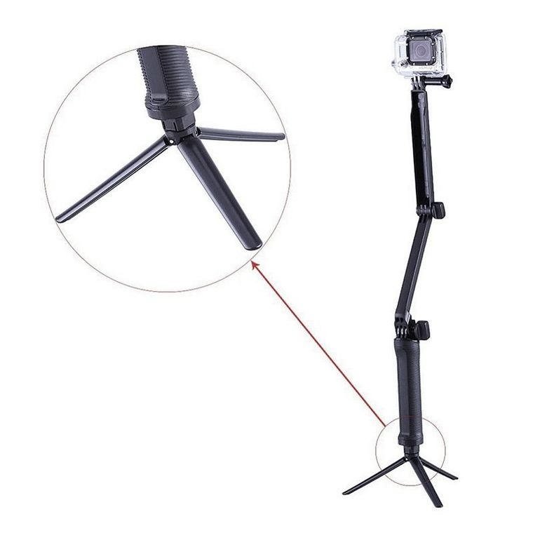 Monopod, statyw łamany do kamerki sportowej GoPro 3-Way, czarny
