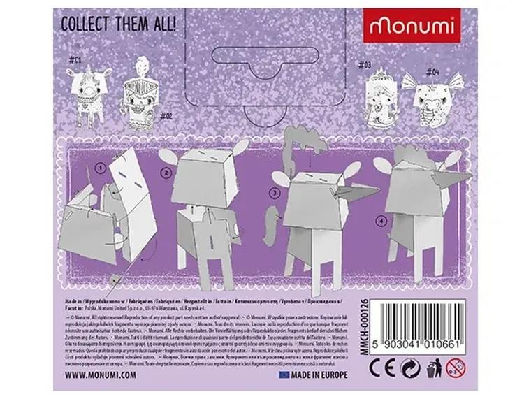 Monumi, Mini Cube Head, Jednorożec, kolorowanka 3D, 15 cm