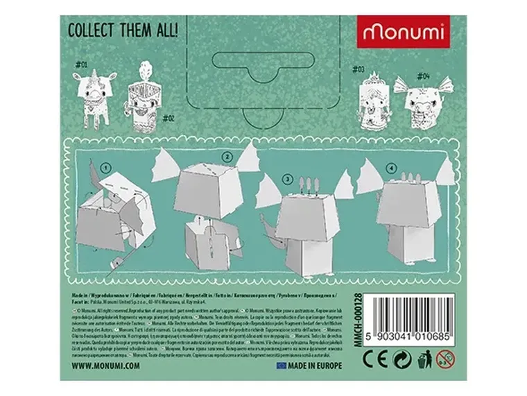 Monumi, Mini Cube Head, Smok, kolorowanka 3D, 15 cm