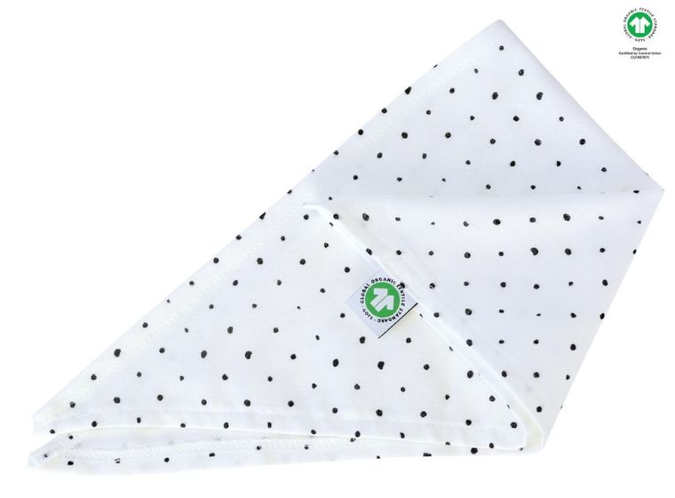 Motherhood, ECO Kropeczki Czarne, chusteczka muślinowa na główkę, 60-30 cm