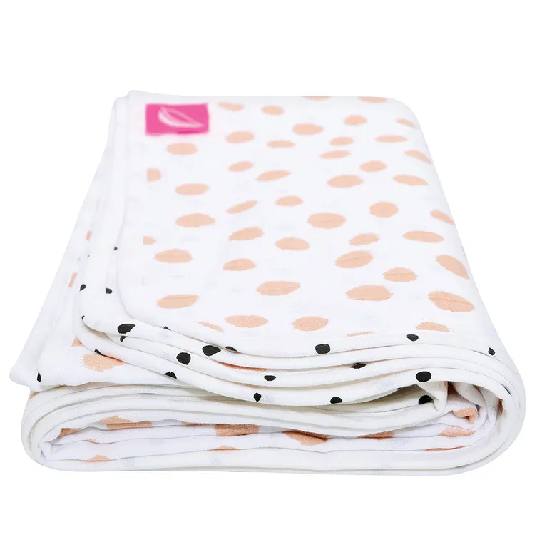 Motherhood, Kropy Różowe, kocyk muślinowy, dwuwarstwowy, 100-120 cm