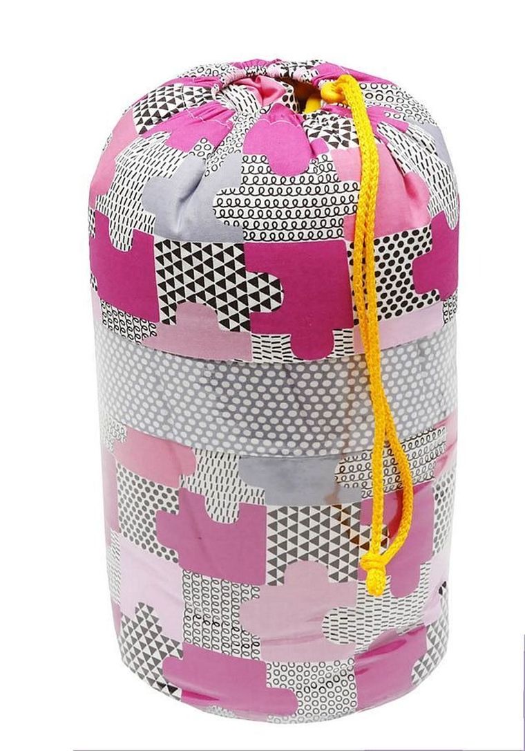 Motherhood, śpiworek przedszkolaka, puzzle szaro-różowe