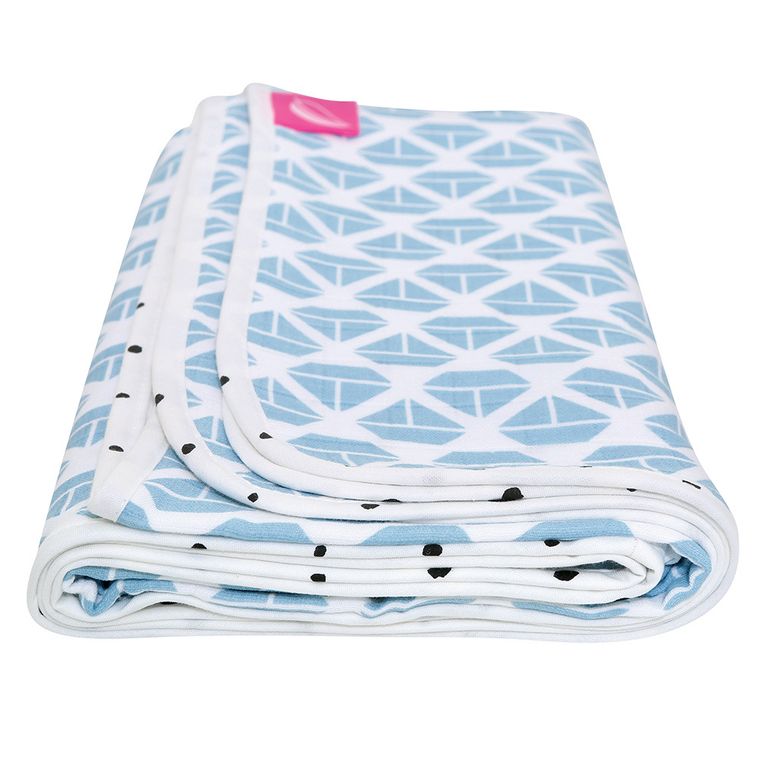 Motherhood, Statki Niebieskie, kocyk muślinowy, dwuwarstwowy, 100-120 cm
