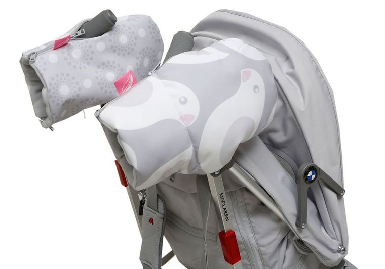 Motherhood, wodoodporne mufki do wózka, 2 szt, ptaszki szare