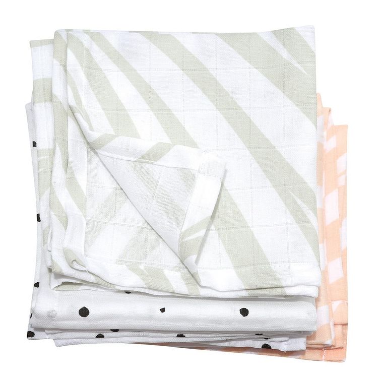 Motherhood, Zebra Łososiowa, chusteczki muślinowe, 30-30 cm, 7 szt.