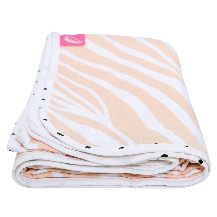 Motherhood, Zebra Łososiowa, kocyk muślinowy, dwuwarstwowy, 100-120 cm