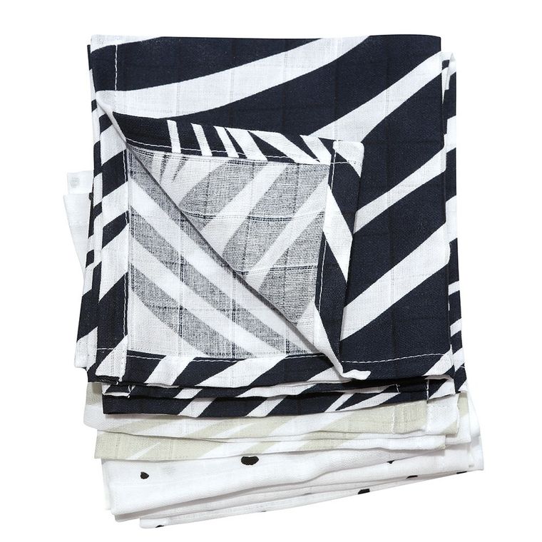 Motherhood, Zebra Niebieska, chusteczki muślinowe, 30-30 cm, 7 szt.