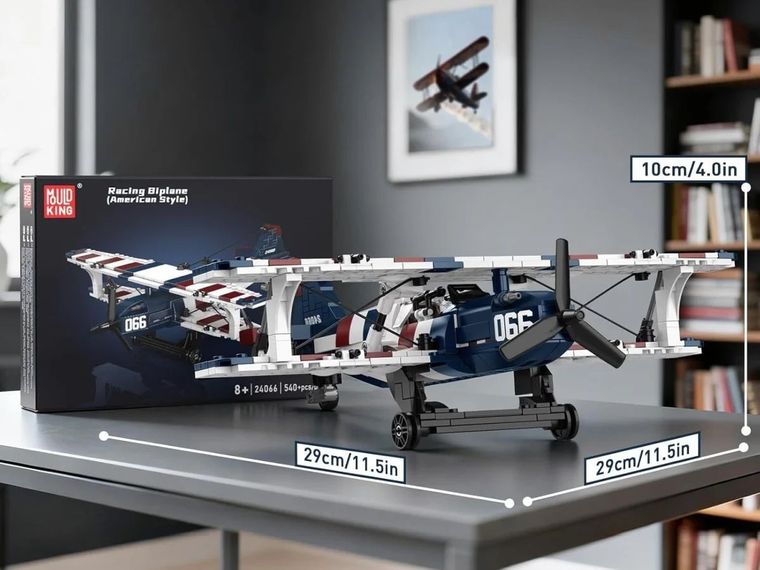 Mould King, Racing Biplane - American Style, szybowiec, klocki, 540 elementów