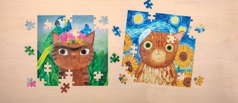 Mudpuppy, kotoartyści, Vincat van Gogh, puzzle w puszce, 100 elementów
