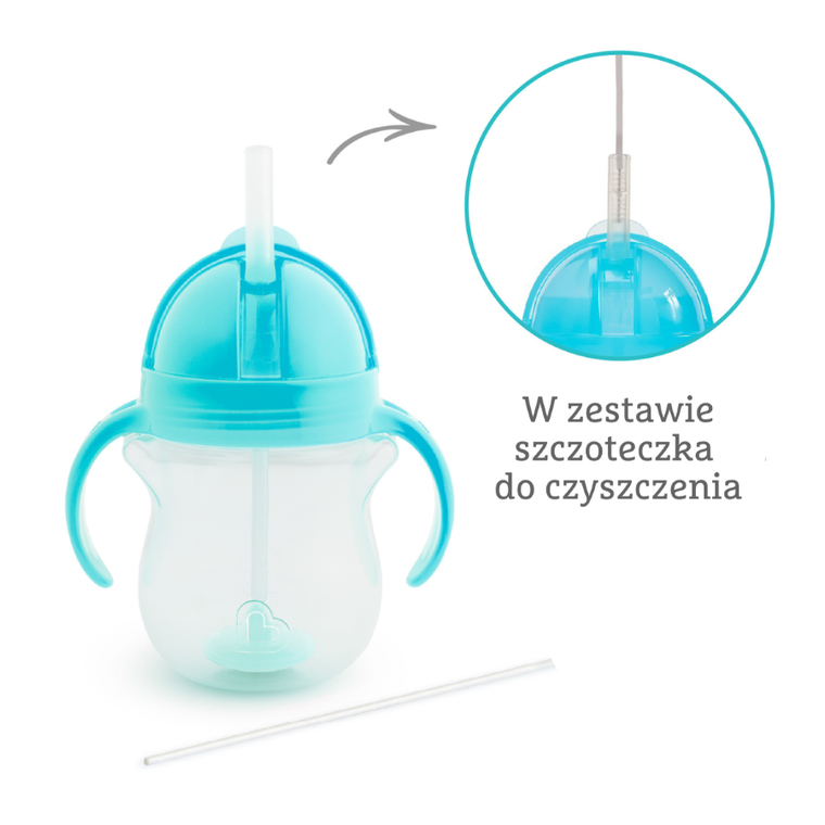 Munchkin, kubek niekapek ze słomką, niebieski, 207 ml