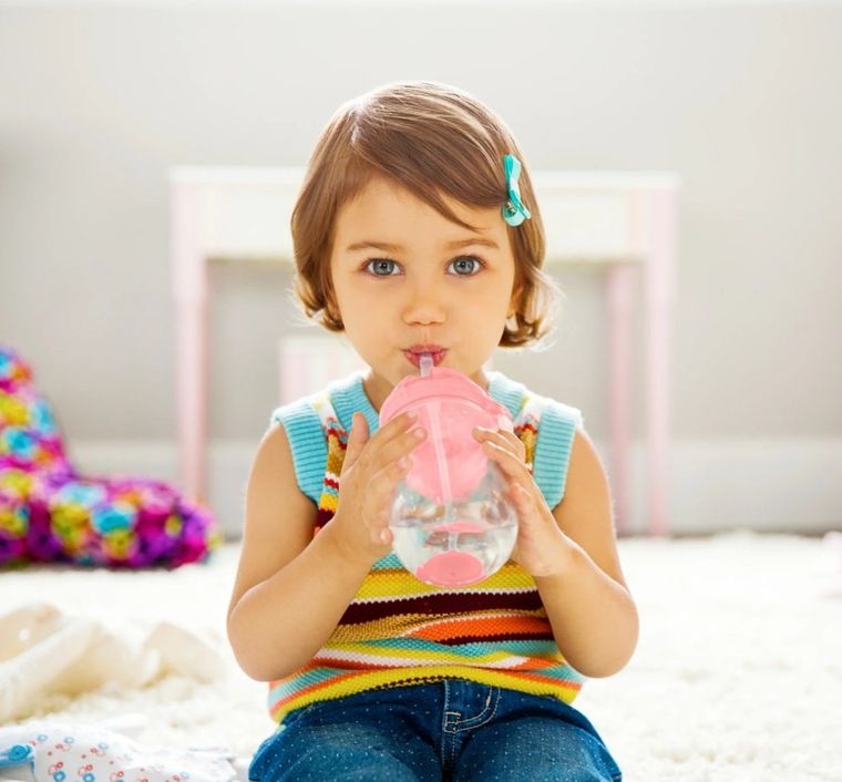 Munchkin, kubek niekapek ze słomką, różowy, 207 ml