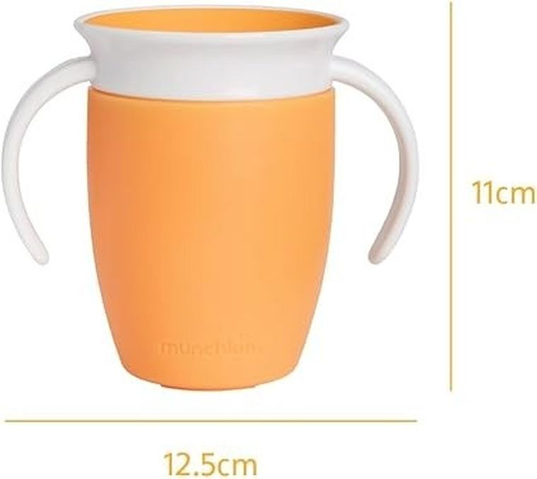 Munchkin, Miracle 360°, kubek treningowy z uchwytami, pomarańczowy, 207 ml