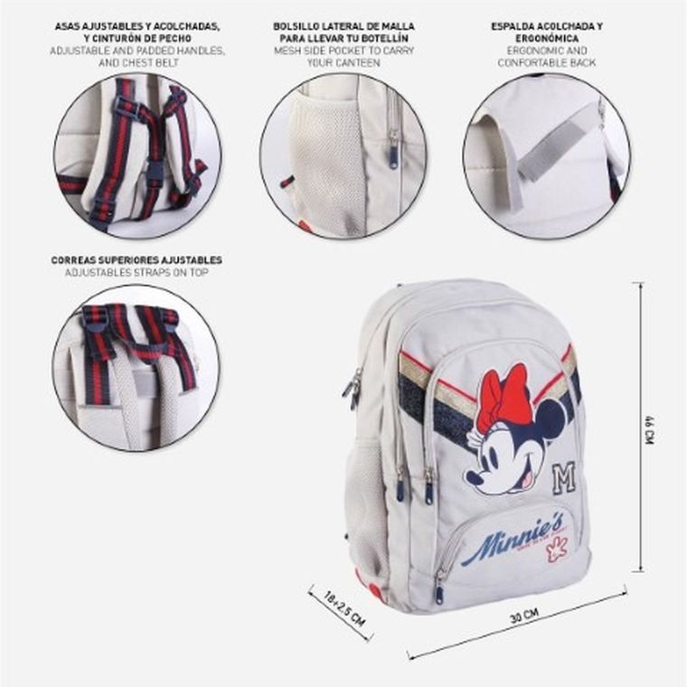 Myszka Minnie, plecak szkolny, kremowy
