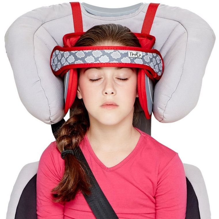 NapUp, opaska podtrzymująca głowę w foteliku samochodowym, czerwona