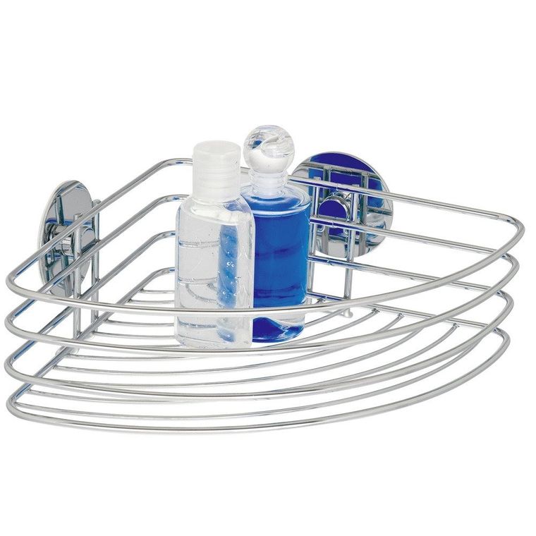 Narożna półka łazienkowa, koszyk turbo-loc, stal chromowana