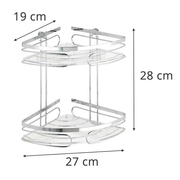 Narożna półka łazienkowa, premium, 2 poziomy, stal nierdzewna