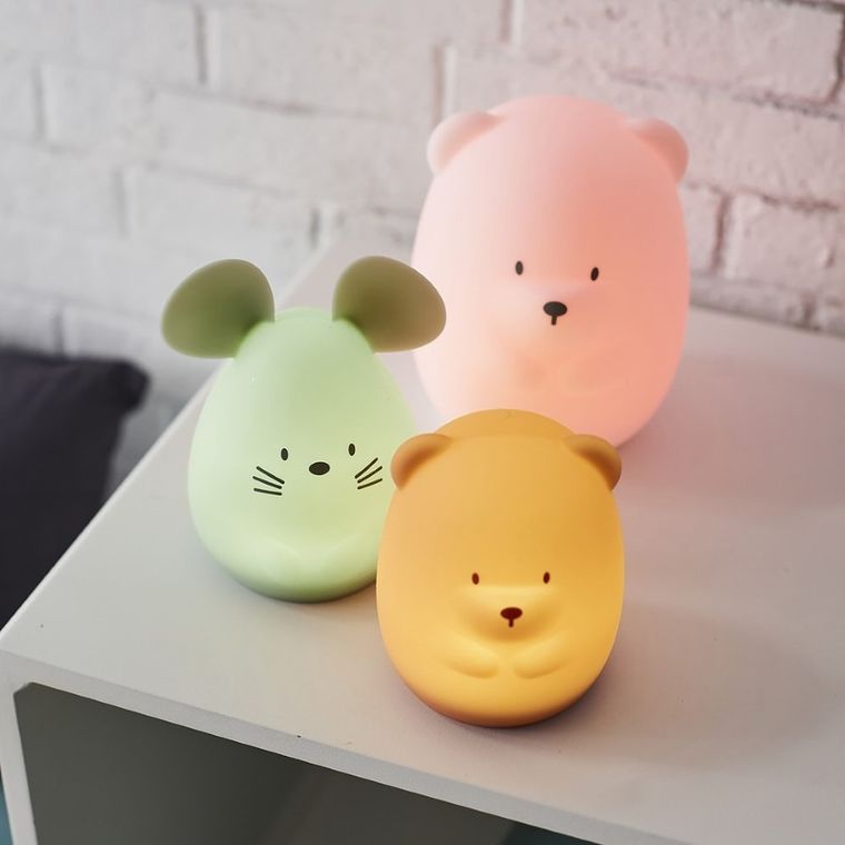 Nattou, silikonowa lampka nocna, myszka, 12 cm