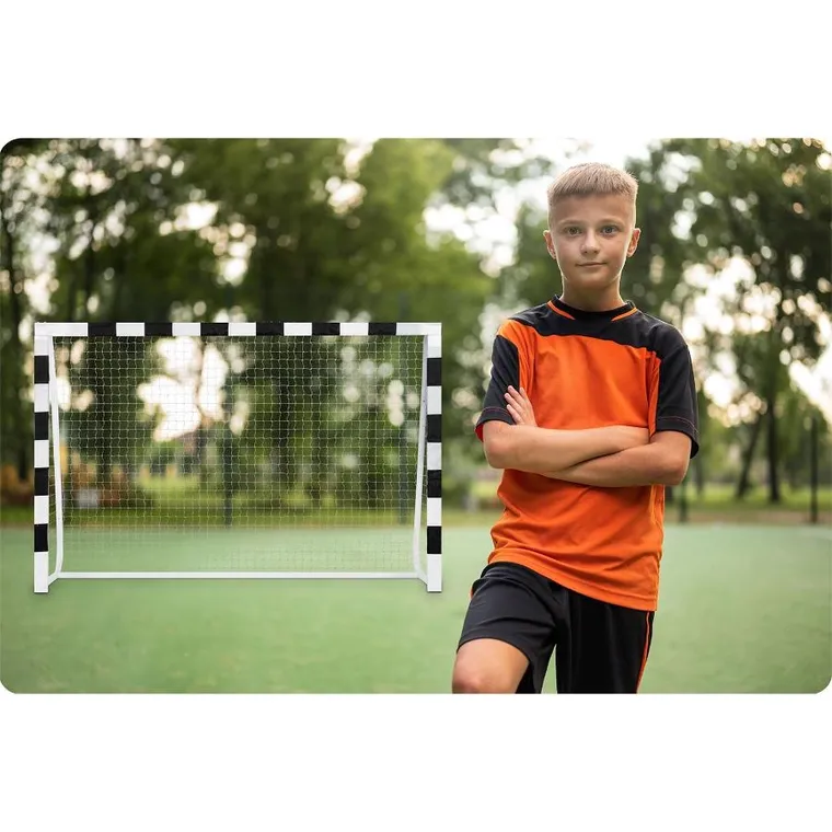 Neo-Sport, bramka do piłki nożnej, czarno-biała, 300-200-90 cm, NS-465