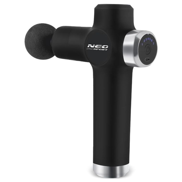 Neo-Sport, pistolet do masażu ciała 8 nakładek, czarny, NS-501