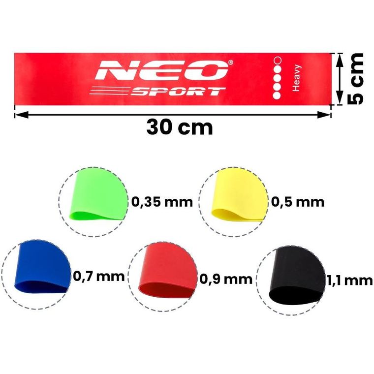 Neo-Sport, taśma oporowa do ćwiczeń, zestaw, 5 szt.