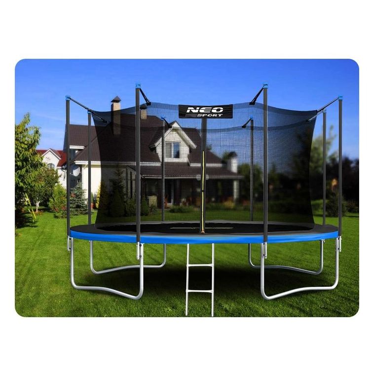 Neo-Sport, trampolina ogrodowa z siatką wewnętrzną i drabinką, 13ft/404 cm