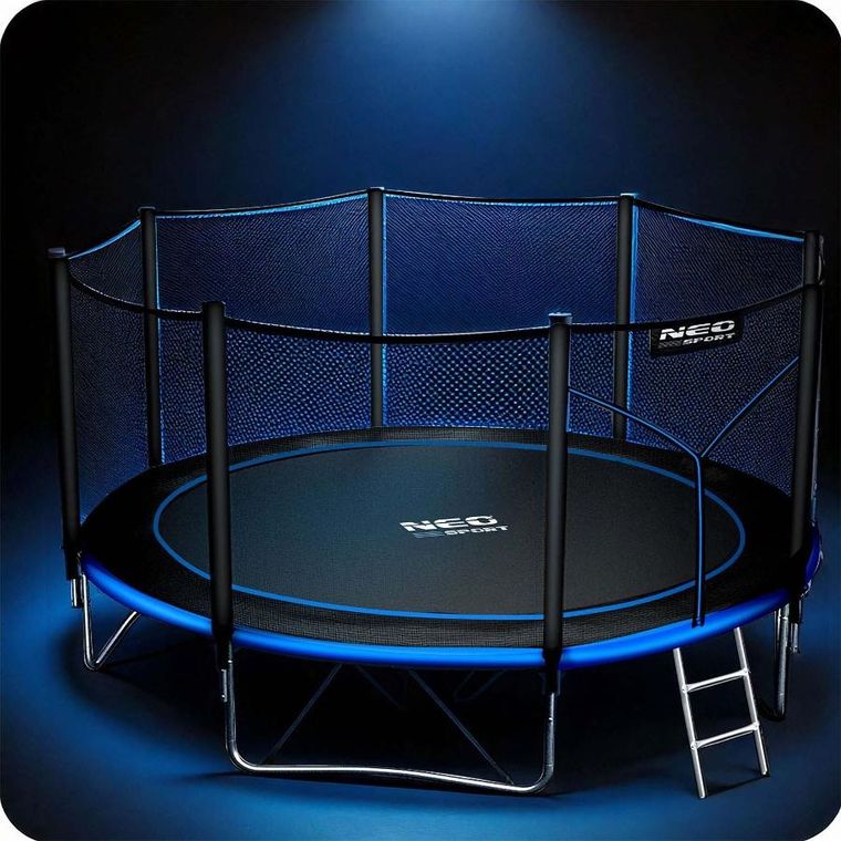 Neo-Sport, trampolina ogrodowa z siatką zewnętrzną i drabinką, 14ft/435 cm