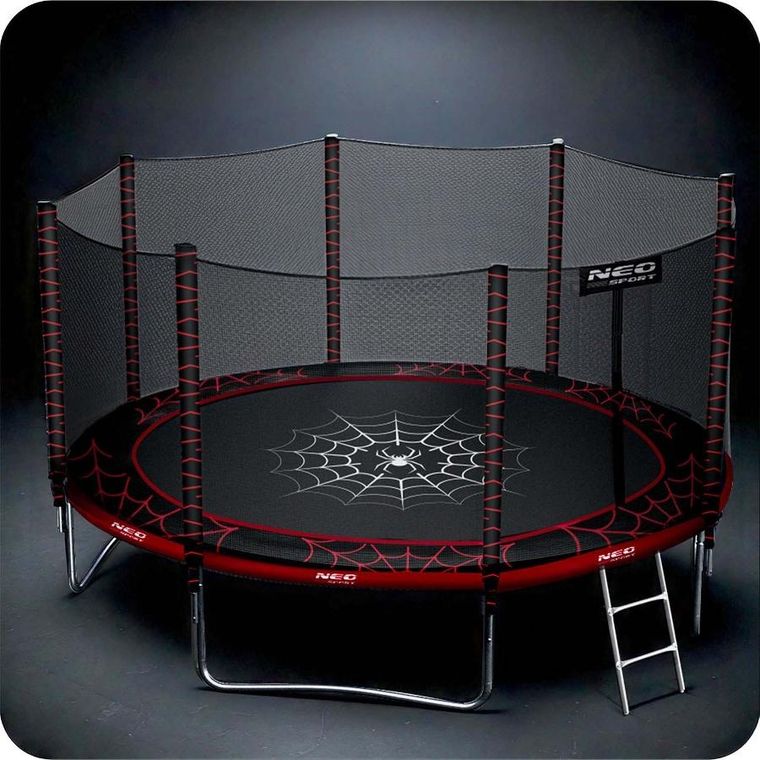 Neo-Sport, trampolina ogrodowa z siatką zewnętrzną i drabinką, 14ft/435 cm