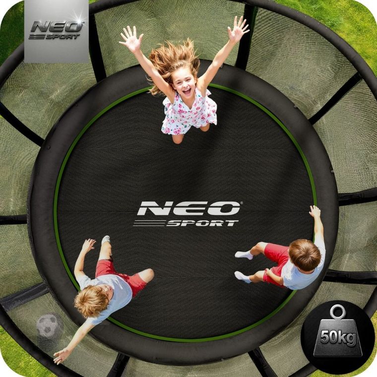Neo-Sport, trampolina ogrodowa z siatką zewnętrzną i drabinką, 183 cm