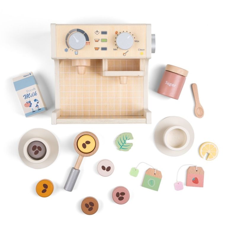 New Classic Toys, drewniany ekspres do kawy z akcesoriami
