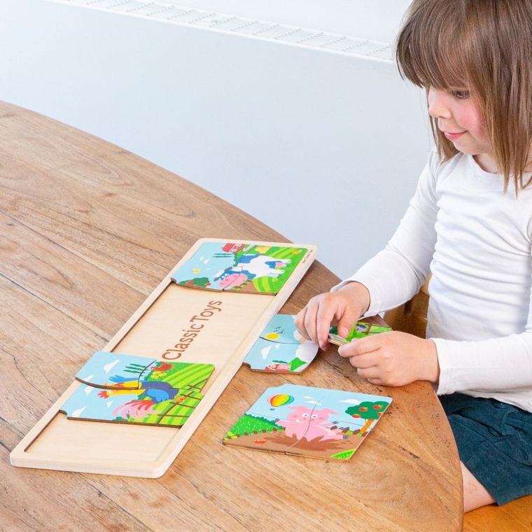 New Classic Toys, farma, drewniane puzzle 4w1