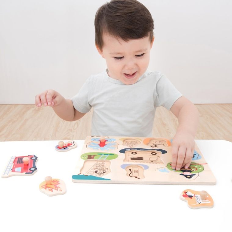 New Classic Toys, straż pożarna, drewniane puzzle, 8 elementów