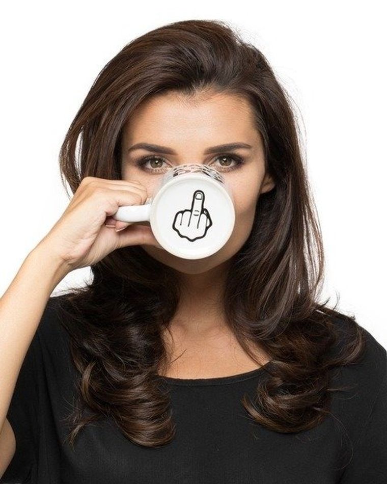 Niegrzeczny kubek z palcem, biały
