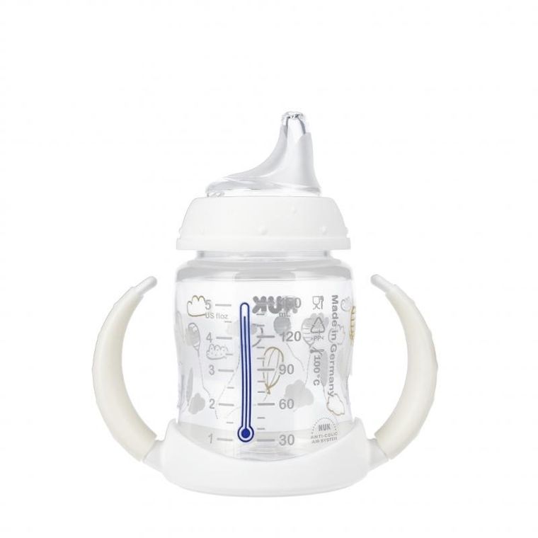 Nuk, First, butelka z uchwytem, 6m+, biała, 150 ml