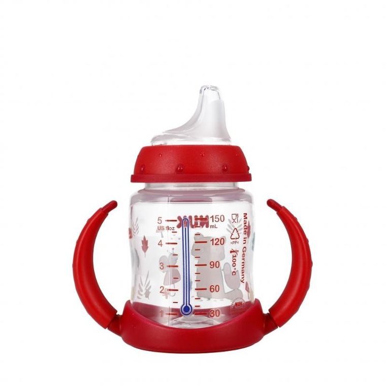 Nuk, First, butelka z uchwytem, 6m+, czerwona, 150 ml