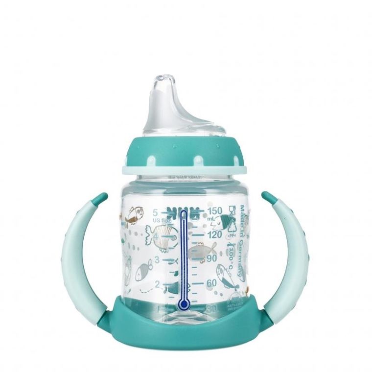 Nuk, First, butelka z uchwytem, 6m+, turkusowy, 150 ml