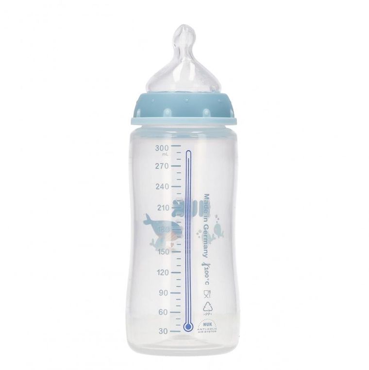 Nuk, First Choice, butelka, wieloryb, 3m+, 300 ml