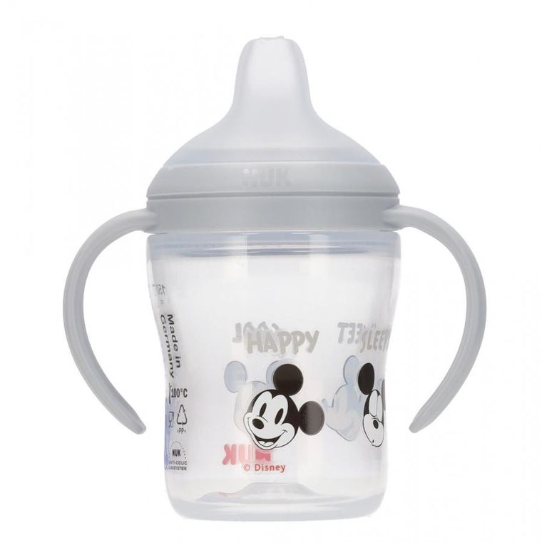 Nuk, Myszka Miki, butelka z uchwytem, popielata, 6m+, 150 ml