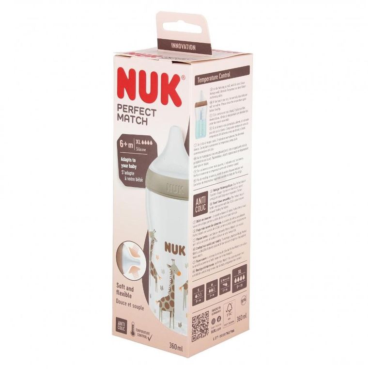 Nuk, Perfect Match, butelka, żyrafa, rozmiar XL, 360 ml