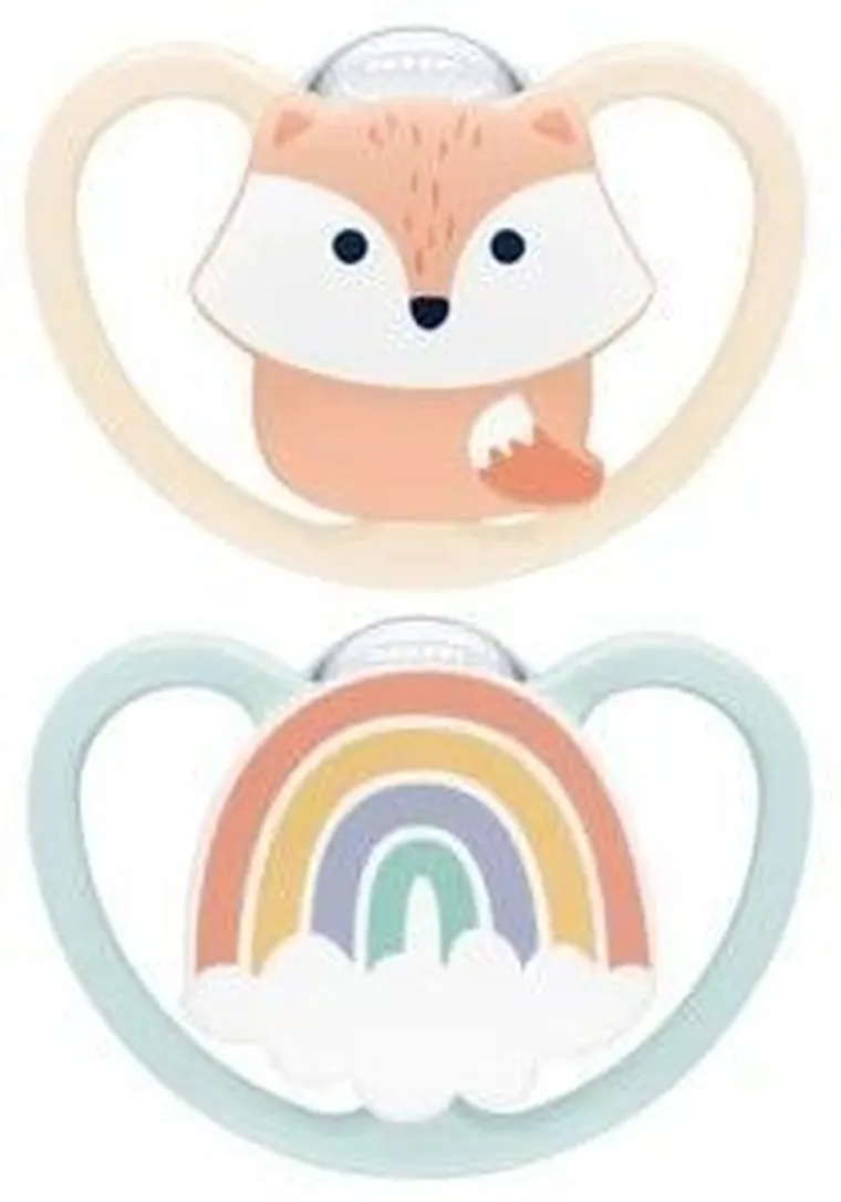 Nuk, Space, smoczek silikonowy, 0-6m, lisek, 2 szt.
