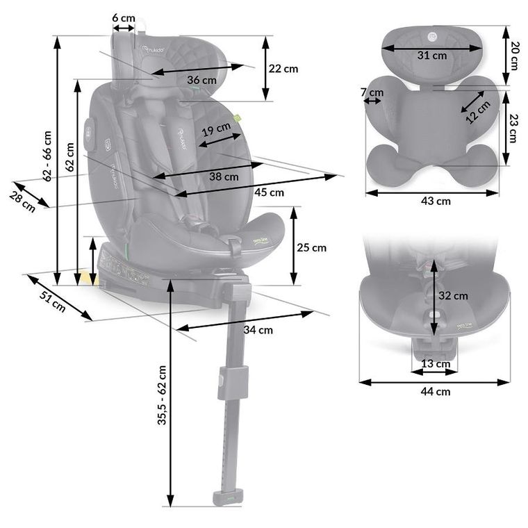 Nukido, Aero Line, fotelik samochodowy, czarny, 0-36 kg