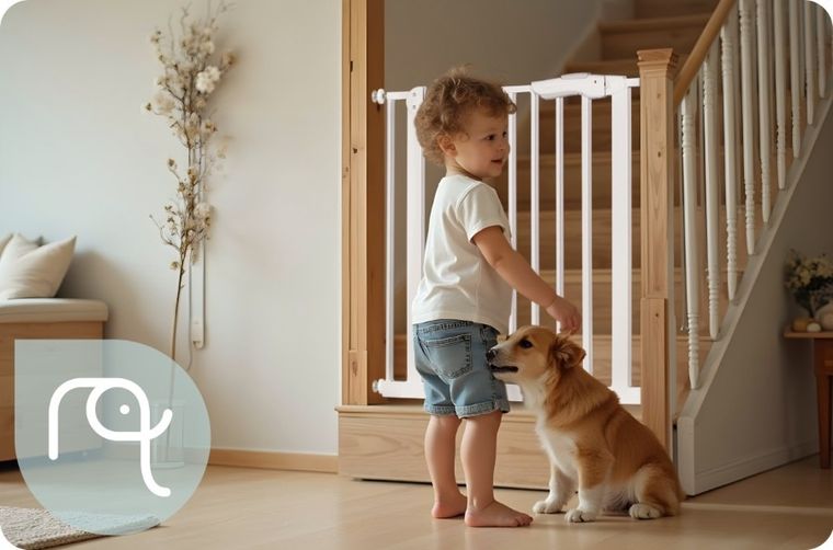 Nukido, barierka, bramka zabezpieczająca, biała, 75-105 cm