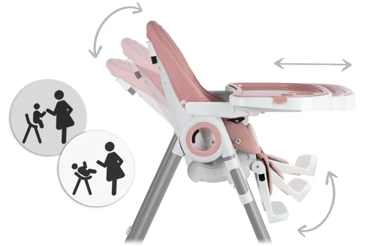 Nukido, Belo, krzesełko do karmienia ze stolikiem, różowe