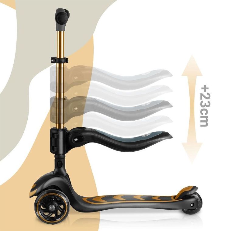 Nukido, Flippo, hulajnoga 3-kołowa, balansowa, z siedziskiem, złota