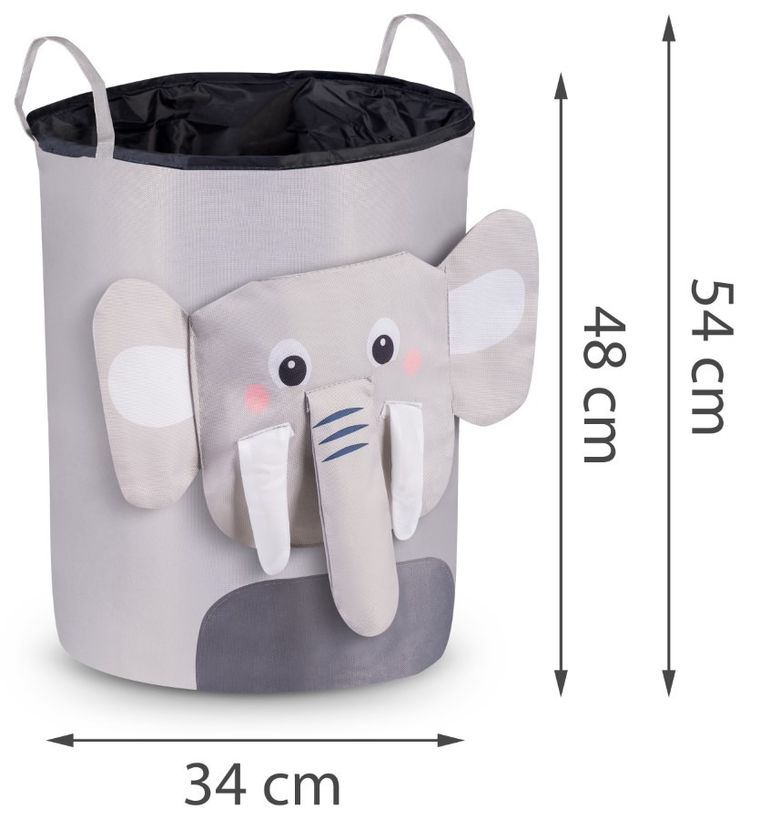 Nukido, kosz na zabawki, szary słonik