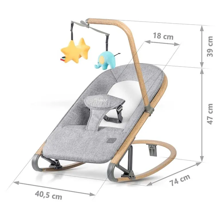 Nukido, leżaczek bujaczek z zabawkami NK-53, szary