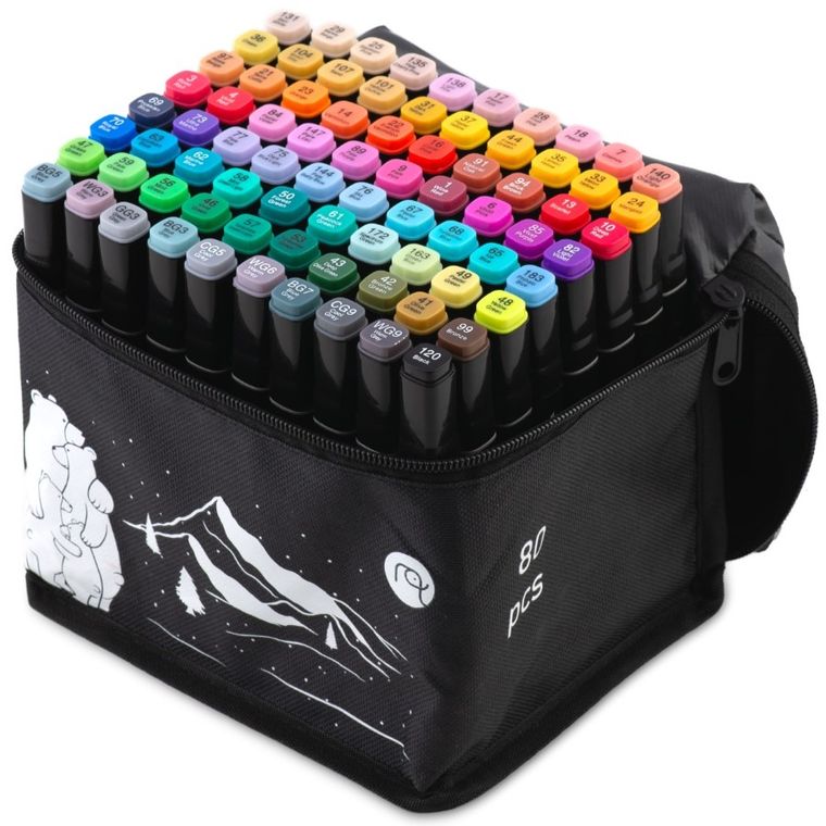 Nukido, markery alkoholowe z torbą, 80 szt.