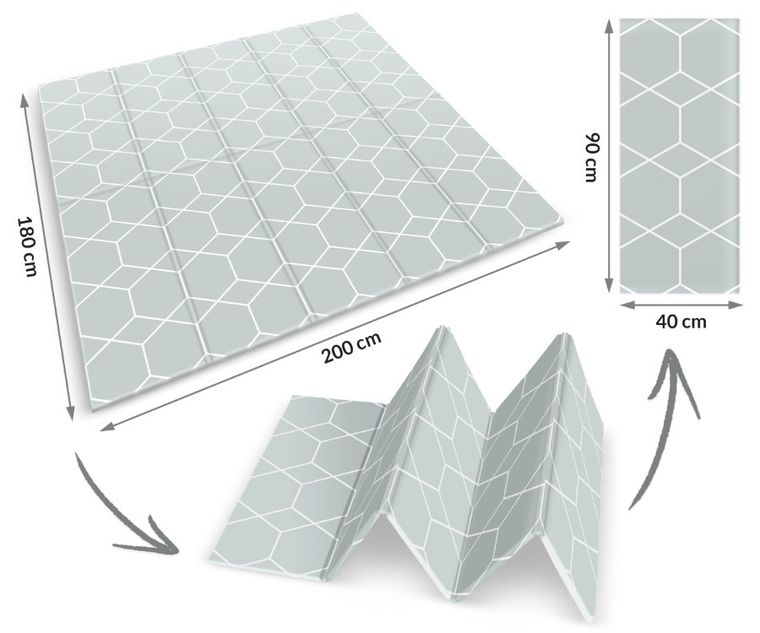 Nukido, mata piankowa, składana, ocean, 200-180-1 cm