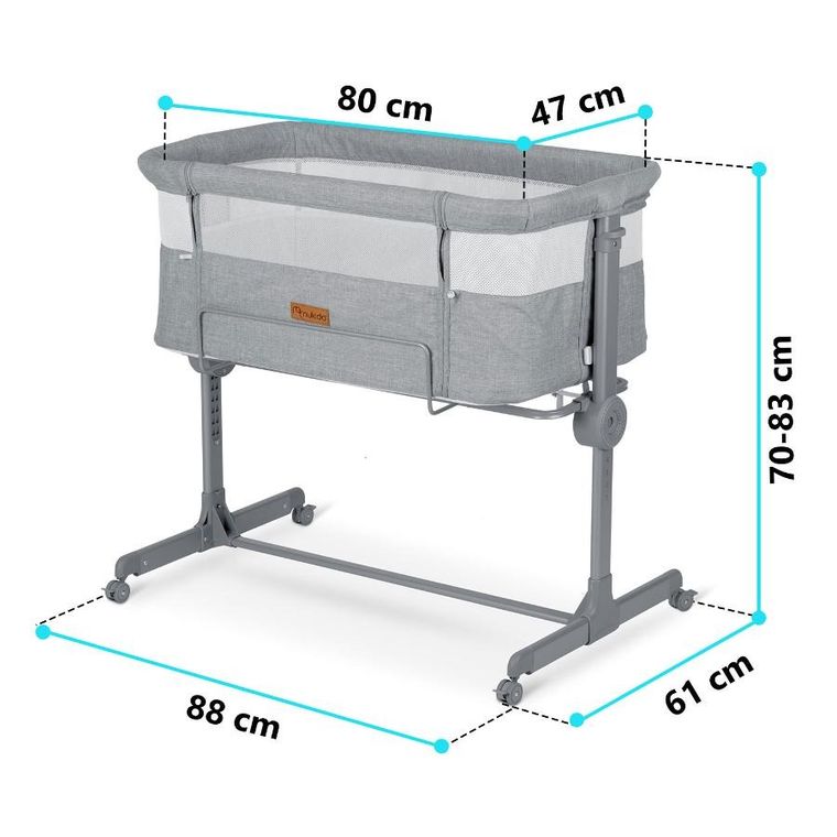 Nukido, NK-243, łóżeczko dostawka, szare