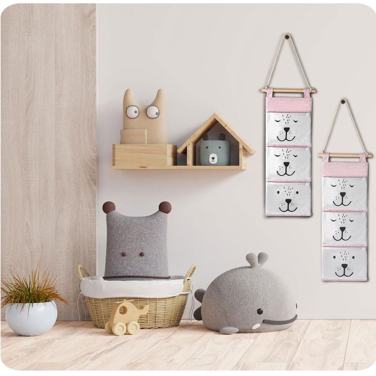 Nukido, organizer wiszący na zabawki, różowy